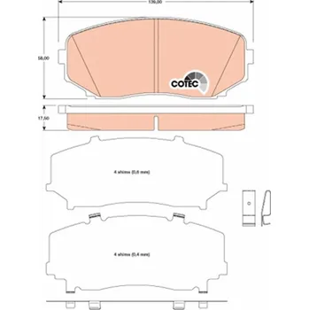 Brzdová destička Sada brzdových destiček, kotoučová brzda TRW GDB3471