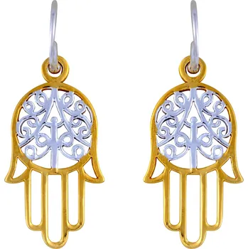 Náušnice Stříbrné náušnice Ag 2,9 g ruka Fátimy pozlacené