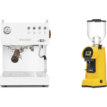 Kávovar Ascaso Steel DUO PID, White&Wood + Eureka Helios 65, yellow