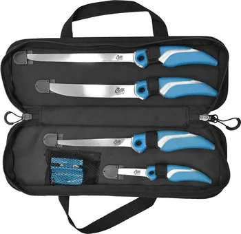 Kuchyňský nůž Sada filetovacích nožů na ryby 4 ks + brousek a pouzdro modré