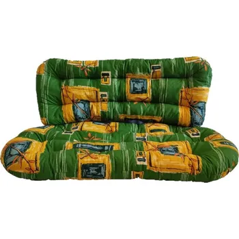 Podsedák Sedák na ratanovou lavici typ Bahama, Paloma - zelený ornament