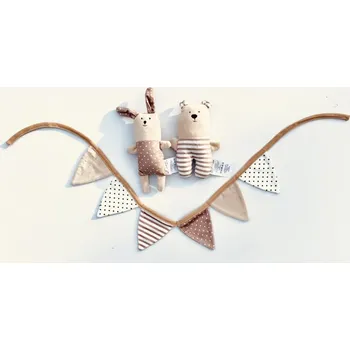 Sleep Well Vlaječková girlanda + 2 hračky béžová