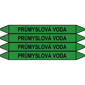 samolepka Značení potrubí, průmyslová voda,4 ks, 250 × 26 mm