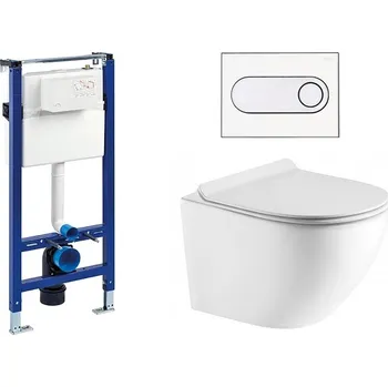 Liv-Fluidmaster Wc set Ring Gips podmítková nádrž do sádrokartonu; mísa; sedátko a bílé/chrom tlačítko 223125 - SET(223125; 223468; OLKLT046E)