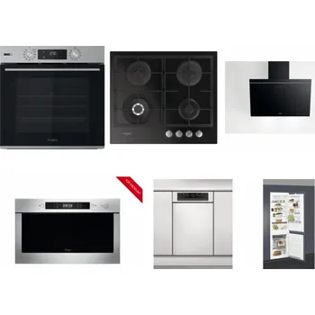 Set domácích spotřebičů WHIRLPOOL OMSK58HU1SX + WHIRLPOOL GOFL 629/NB + WHIRLPOOL AKR 62F LT K + WHIRLPOOL AMW 423/IX + WHIRLPOOL WSBO 3O34 PF X + WHIRLPOOL ART 66112