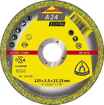 Řezný kotouč KLINGSPOR Kotouč řezný na ocel A 24 Extra A-ocel | 230x3,0x22,2 mm