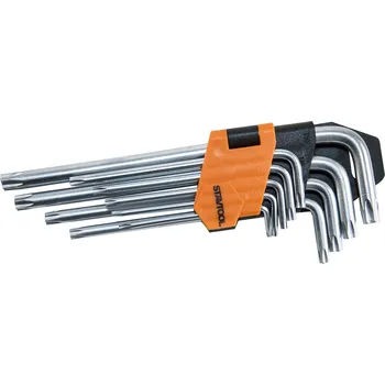 Klíč STAVTOOL Sada prodloužených TRX klíčů s otvorem | T10-T50 9 dílů