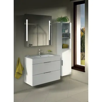 Nábytek Jika Cube skříňka s 2 zásuvkami s umývátkem 80 cm bílá, úchytky antracit