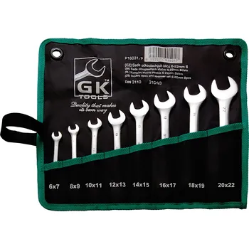 Klíč GK TOOLS Sada plochých klíčů, chrom | 6-22 mm, 8 dílů, textilní obal