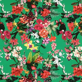 Šatovka N6194 zelená, barevný květinový vzor, š.145