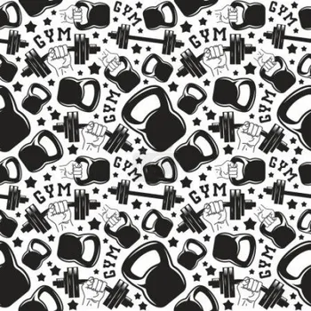 Milano, sportovní funkční materiál, potisk fitness GYM, látka, metráž