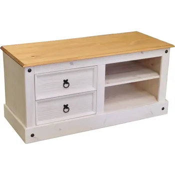 Televizní stolek Masivní TV stolek 2 z borovice bílý CORONA