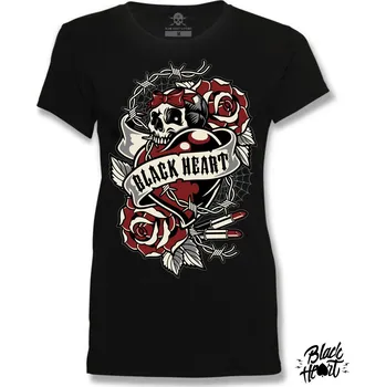 Dámské tričko Dámské Triko BLACK HEART HEART ROSE Barva: Černá, Velikost: XL