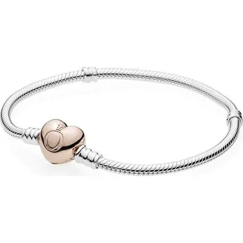 Náramek Náramek PANDORA Moments Rose se zapínáním ve tvaru srdce 19 cm 580719-19