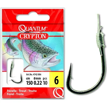 Rybářský háček Quantum Hotový návazec Crypton na pstruhy černý nikl-70cm/10ks Velikost: vel. 8