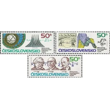 Poštovní známka 125. výročí Jednoty českých matematiků a fyziků - čistá - č. 2801-2803