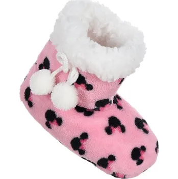 Dívčí bačkory Minnie Mouse růžové chlupaté papuče Velikost: 25/26
