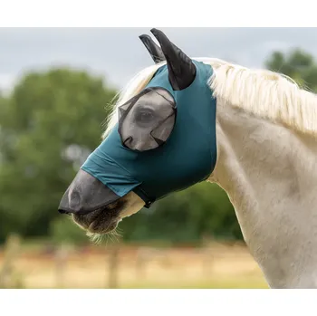 Koňská maska proti hmyzu BUSSE Maska proti hmyzu Twin Fit Flexi Plus BUSSE, s ochranou uší a nozder, teal SHETTY