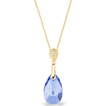 Náhrdelník Stříbrný pozlacený náhrdelník se Swarovski Elements modrá kapka Dainty Drop NG610616LS Light Sapphire
