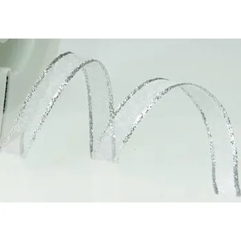 Stuha Stuha šifon 10 mm lemovaná - stříbrná - 1m