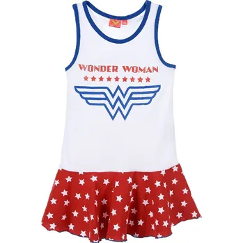 Dívčí šaty Bílo-červeno-modré dívčí letní šaty Wonder Woman Velikost: 104