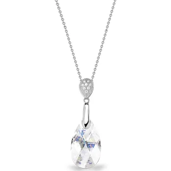 Náhrdelník Stříbrný náhrdelník se Swarovski Elements měnivá kapka Dainty Drop N610616WP White Patina