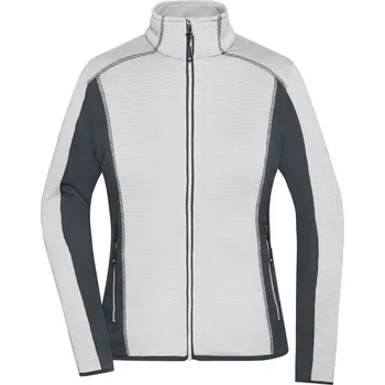 Dámská mikina James & Nicholson Dámská strečová fleecová mikina JN783 bílá/šedá Velikost: XXL