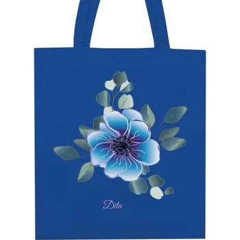 Nákupní taška unisex s potiskem Textilní taška - Modrý květ a Eukalyptus