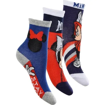 Trojbalení dívčích ponožek Minnie Mouse - modrá/červená/modrá Velikost: 31/34