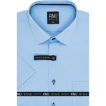 Pánská košile AMJ, světle modrá s vytkávaným síťovaným vzorem, VKSR1290, krátký rukáv, slim-fit, vel. 41