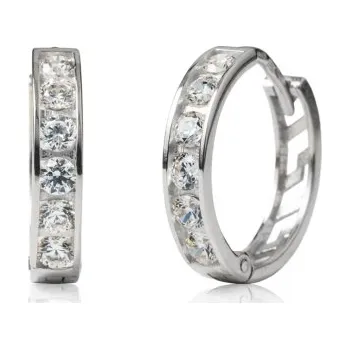 Náušnice Kruhové zlaté náušnice Elaxi II se zirkony dle volby Materiál šperku: Bílé zlato, Barevné varianty kamene: Čiré zirkony