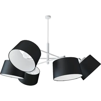 Light for home - Designový kovový lustr na tyči s neuvěřitelnými textilními stínítky. 60505 "Lefor", 6x60W, E27, Bílá