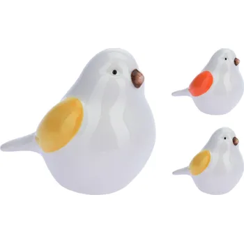 Velikonoční dekorace Kameninový ptáček bílý balení 2 ks, 6,7x5x8 cm mix druhů