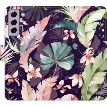 Pouzdro na mobilní telefon Flip pouzdro iSaprio - Samsung Galaxy S21 FE 5G - Flower Pattern 08 - kapsičky na karty (Knížkový flip kryt, obal, pouzdro iSaprio na mobil Samsung Galaxy S21 FE 5G - Flower Pattern 08 - 360° ochrana telefonu, přihrádka na karty a hotovost, funkce stojánk