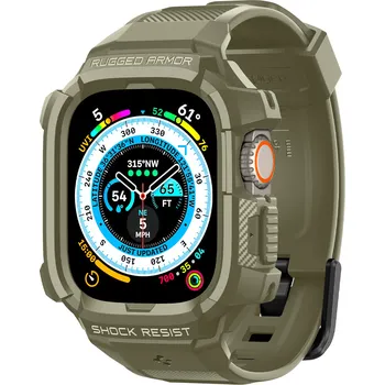 Řemínek na hodinky Spigen Rugged Armor Pro řemínek s krytem pro Apple Watch Ultra 49 mm, Vintage Khaki