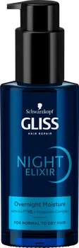 Vlasová regenerace Schwarzkopf Gliss Night Elixir Aqua Revive 100 ml