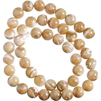 Dětské navlékací korálky Kuličky perleťové béžové, 8 mm (2 ks)