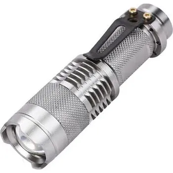 Ruční baterka SIPIK mini zoom stříbrná (Ruční Q5 LED svítilna, 260lm, 150m dosvit, Zoom)