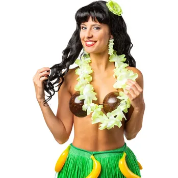 Karnevalový kostým Havajský věnec, náušnice, spona do vlasů - Zelená