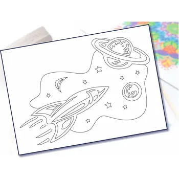 Radost v písku Šablona na pískování vesmírná raketa Varianta: A4 (210 × 297 mm)