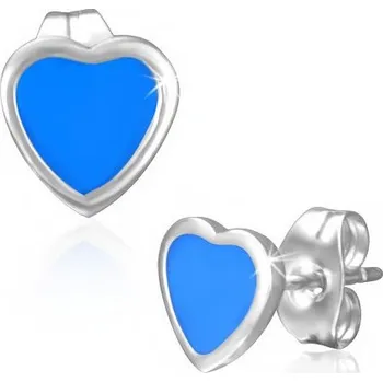Náušnice Ocelové náušnice - modré srdíčko