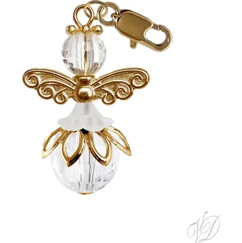 Přívěsek Andělíček pro štěstí přívěsek s karabinkou W (Přívěsek Anděl s karabinkou - Andílek z korálků pro štěstí)