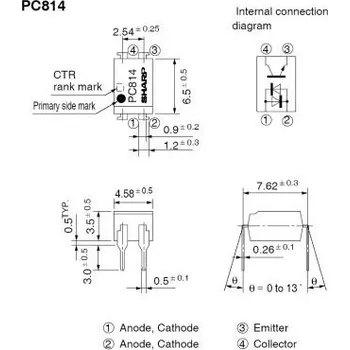 PC814 optočlen 5kV TKR 20-300% DIP4 (AC input)