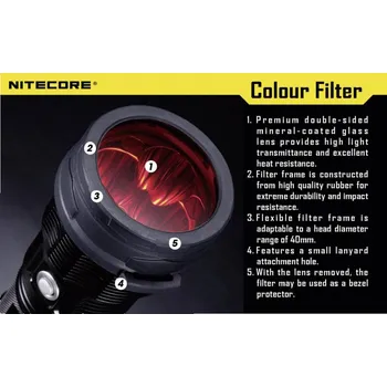 Svítilna NiteCore NITNFG60 barevný filtr MH40, TM11, TM15, EA8 a kapesní svítilny o Ø 59 - 62 mm zelená