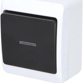 vypínač FAMATEL GALATEA Spínač střídavý podsvětlený č.6So 10A 230V na omítku IP44 bílá/černá 5341-01