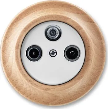 Elektrická zásuvka zásuvka TV+R+SAT koncová DECENTO 5011K-C00403 50 bílá-porc./přírodní buk