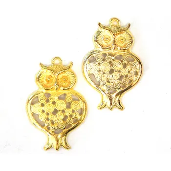 Přívěsek Kovový přívěsek, SOVA zlatá, 1ks, 43x28 mm