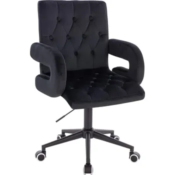 Otočné křeslo Velen velur na černé podstavě s kolečky - černé