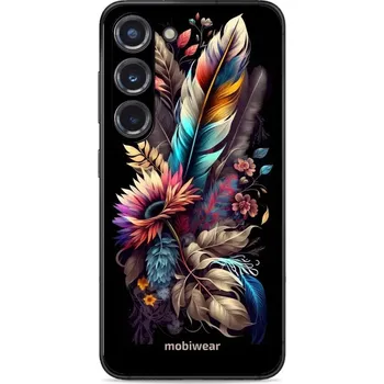 Pouzdro na mobilní telefon Lesklý kryt Mobiwear Glossy - Samsung Galaxy S23 - G011G Kytice s pírkem (Prémiové lesklé pouzdro, obal, kryt Mobiwear Glossy na mobil Samsung Galaxy S23 - G011G Kytice s pírkem, materiál Plast + TPU silikon - krytí po všech stranách, neošoupatelný potisk
