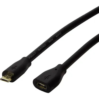 Elektrická zásuvka LogiLink USB kabel USB 2.0 USB Micro-B zástrčka, USB Micro-B zásuvka 5.00 m černá CU0125